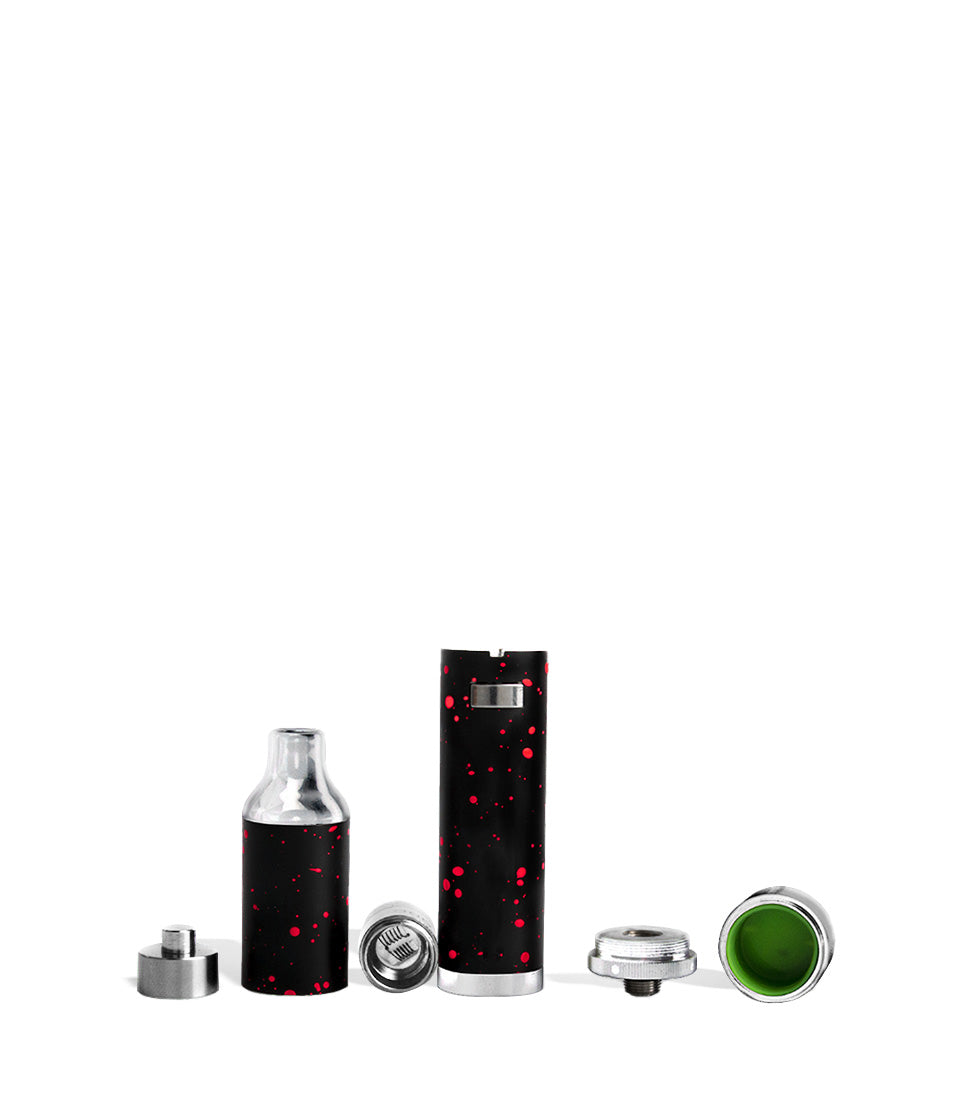 Black Red Spatter apart Wulf Mods Evolve Plus Concentrate Vaporizer on white background