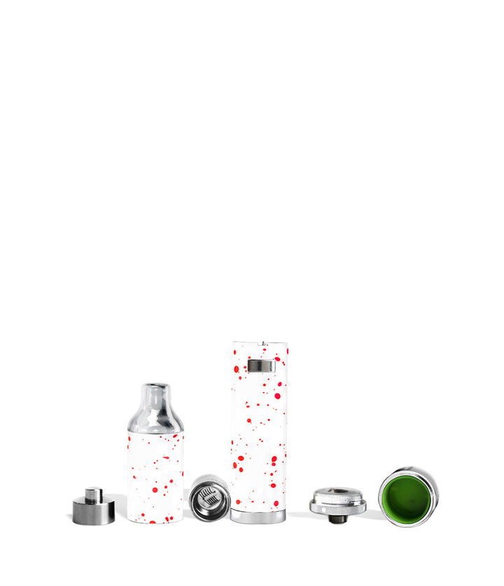 White Red Spatter apart Wulf Mods Evolve Plus Concentrate Vaporizer on white background