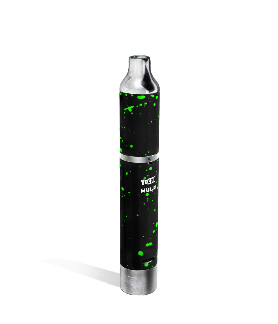 Black Green Spatter back view Wulf Mods Evolve Plus Concentrate Vaporizer on white background