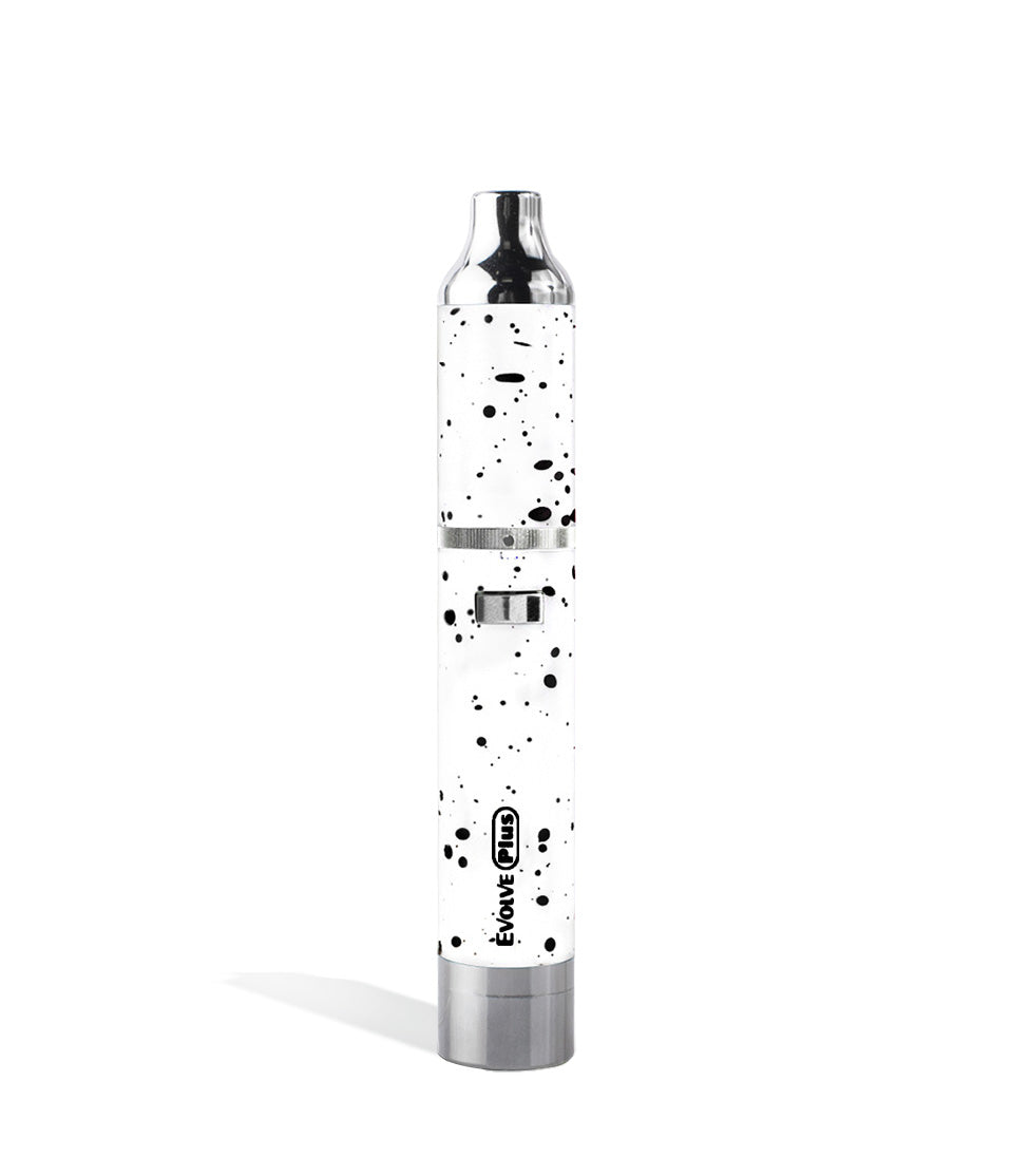 White Black Spatter Wulf Mods Evolve Plus Concentrate Vaporizer on white background