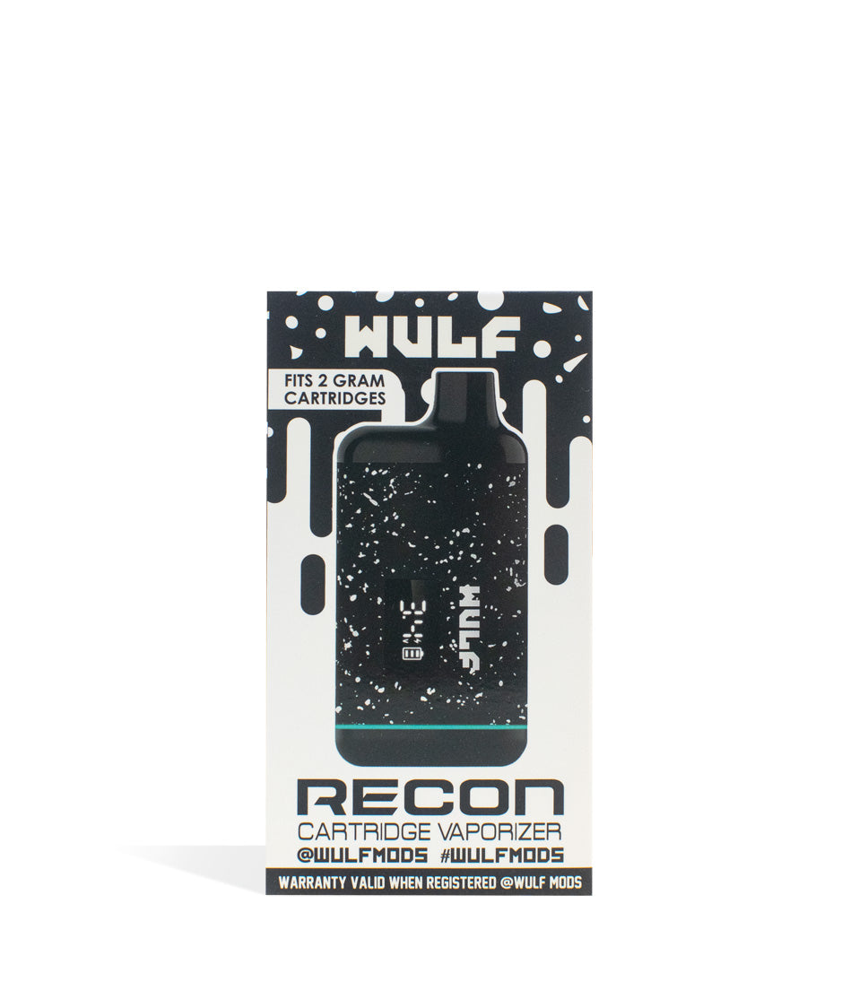 Black-White Spatter Packaging Wulf Recon Cartridge Vaporizer on white background